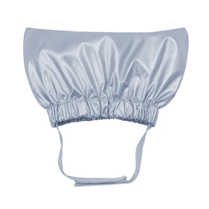 Adjustable waterproof shower cap for cats and dogs in silver, pink, or gold colours.