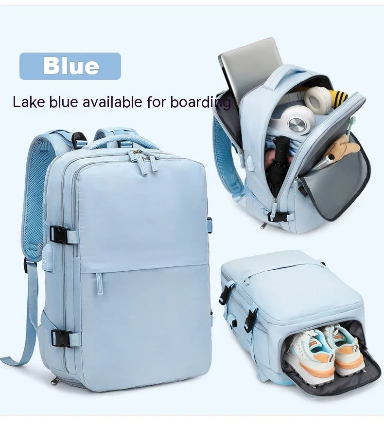 Large waterproof nylon mummy backpack in various colours on a neutral background