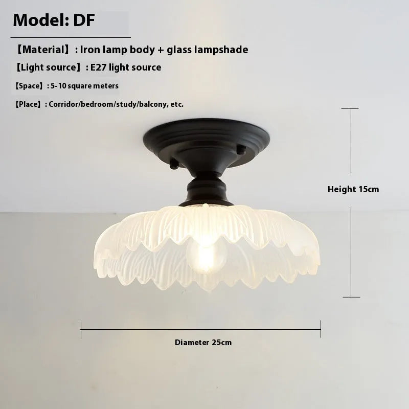 American retro single-head ceiling lamp with a glass cover shade