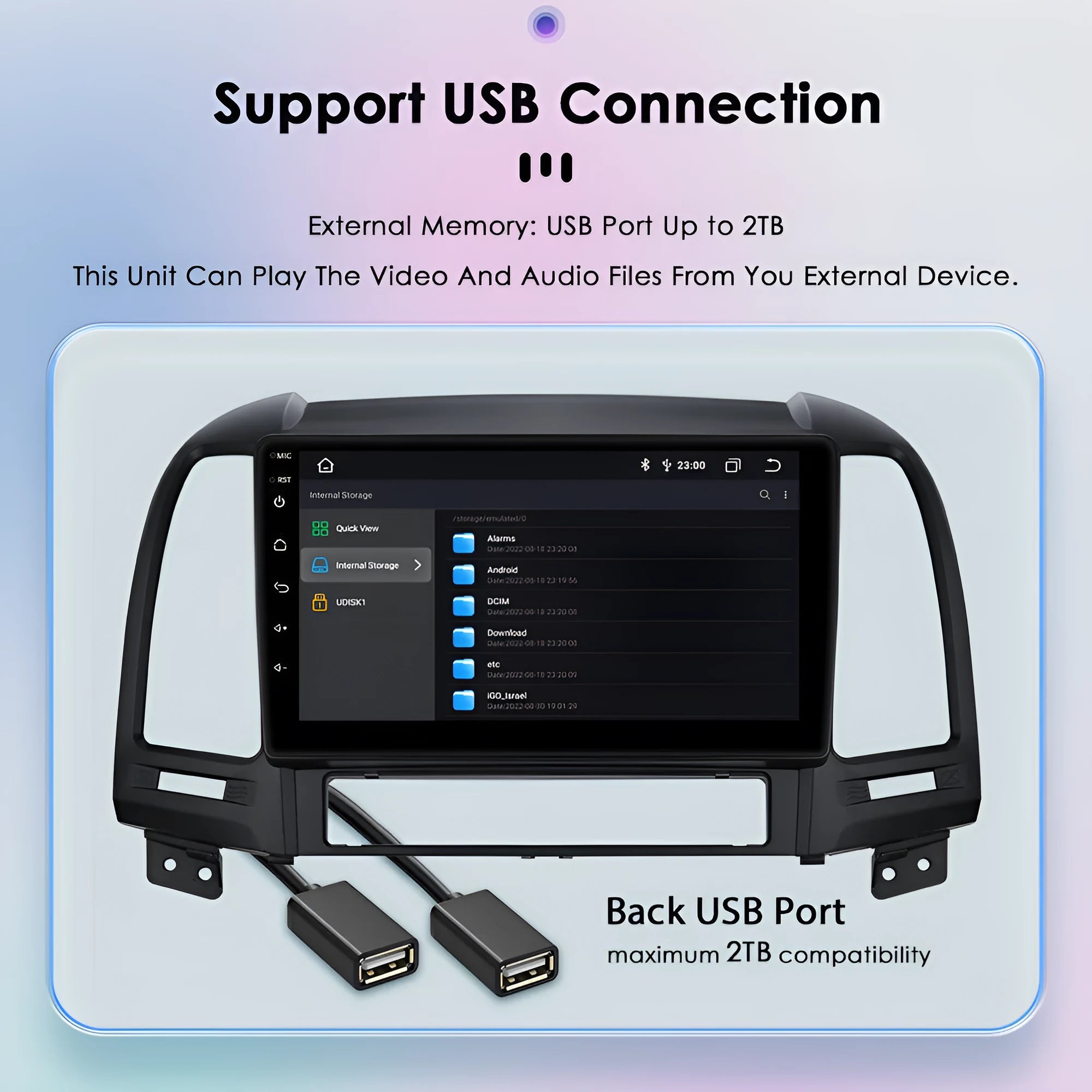 9-inch Android Car GPS navigation screen for Hyundai Santa Fe 2 2006-2012 with Carplay and WIFI connectivity