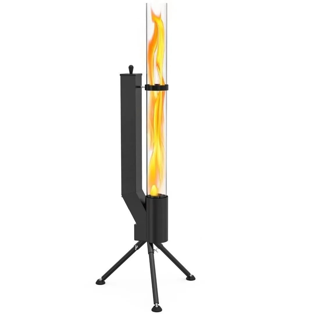 Vertical iron wood burning rocket furnace stove for outdoor garden heating