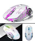 Black and white wireless computer mouse with 2400dpi resolution and mute buttons