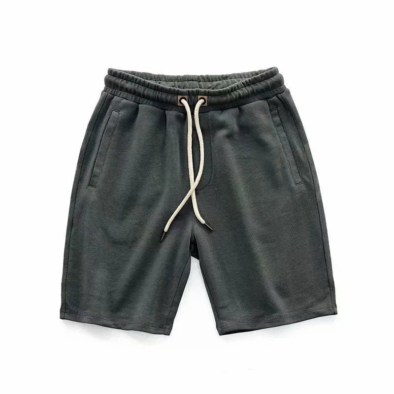 Men's retro loose knitted shorts, mid-waist, polyester, available in khaki, grey and black, sizes M to XXXL