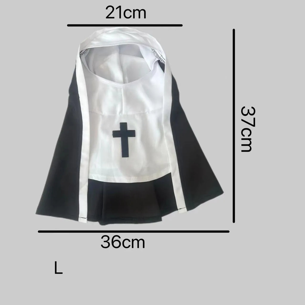 Black and white nun costume for small to medium dogs on Halloween