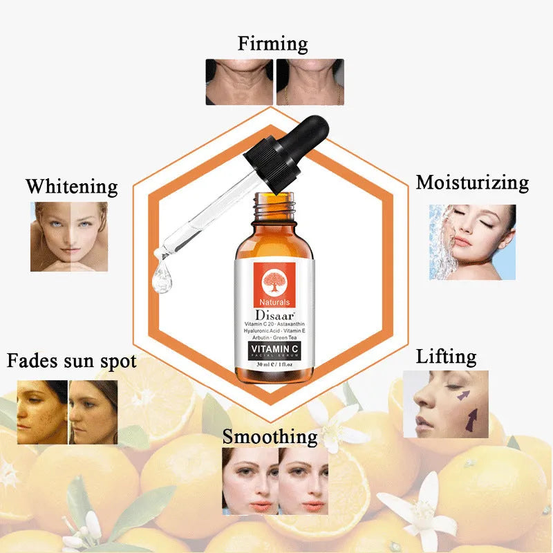 Vitamin C serum 30ml bottle with brightening formula for fading marks and evening skin tone