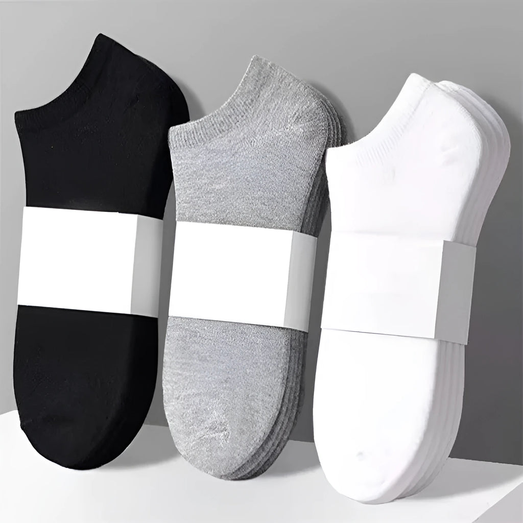 Men's invisible boat socks in black, grey and white, blended fabric, one size, 1 3 5 pair options