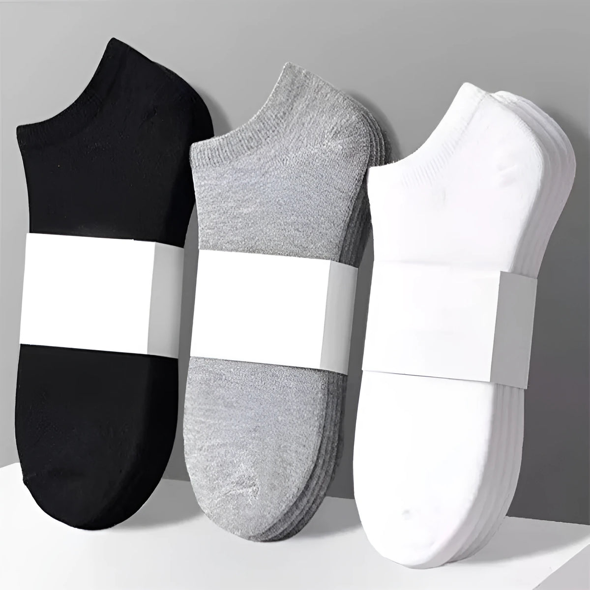 Men's invisible boat socks in black, grey and white, blended fabric, one size, 1 3 5 pair options