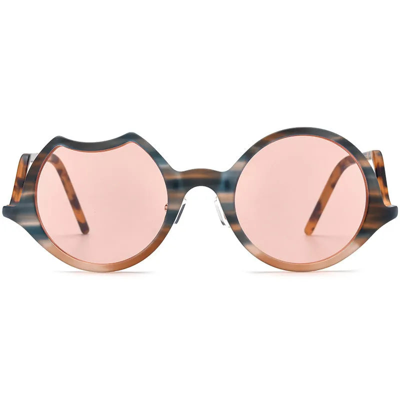 Unisex frosted irregular sunglasses in matte colour-blocked frame and lens combinations, size 48-23-145, one pair