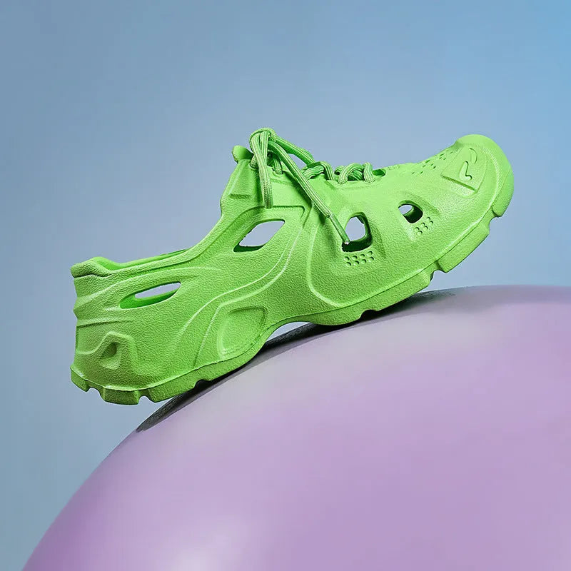 EVA sandals in fluorescent green with thick elastic sole for beach and indoor outdoor wear