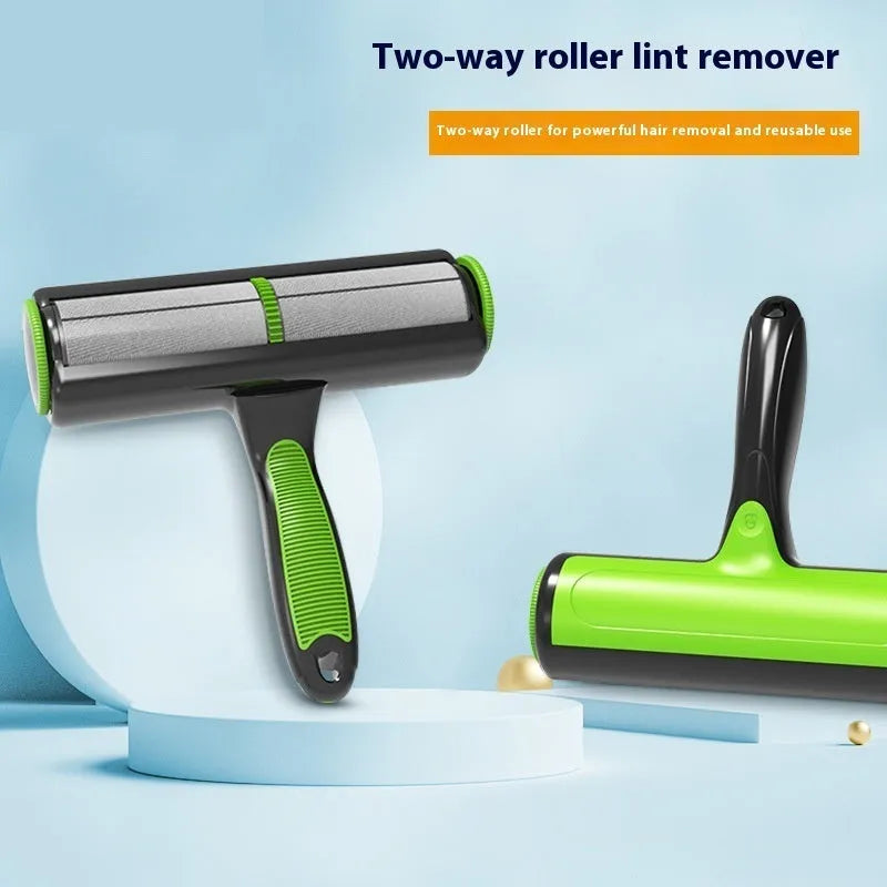 Automatic pet hair lint roller with two-way rotating sticky brush for sofa cleaning