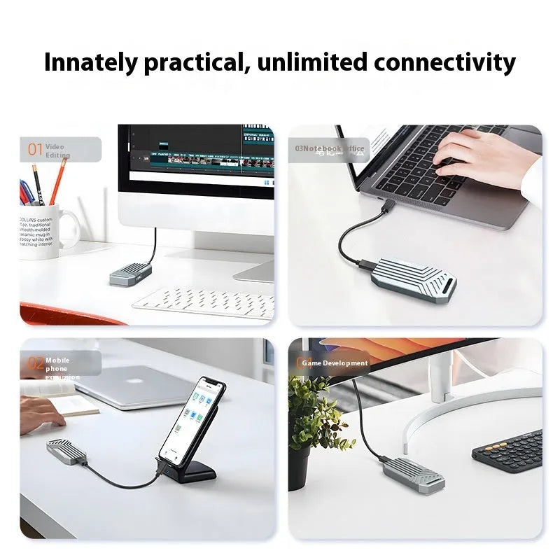 Thunderbolt 4 external SSD enclosure with aluminium case and cooling fan for M.2 NVMe drives