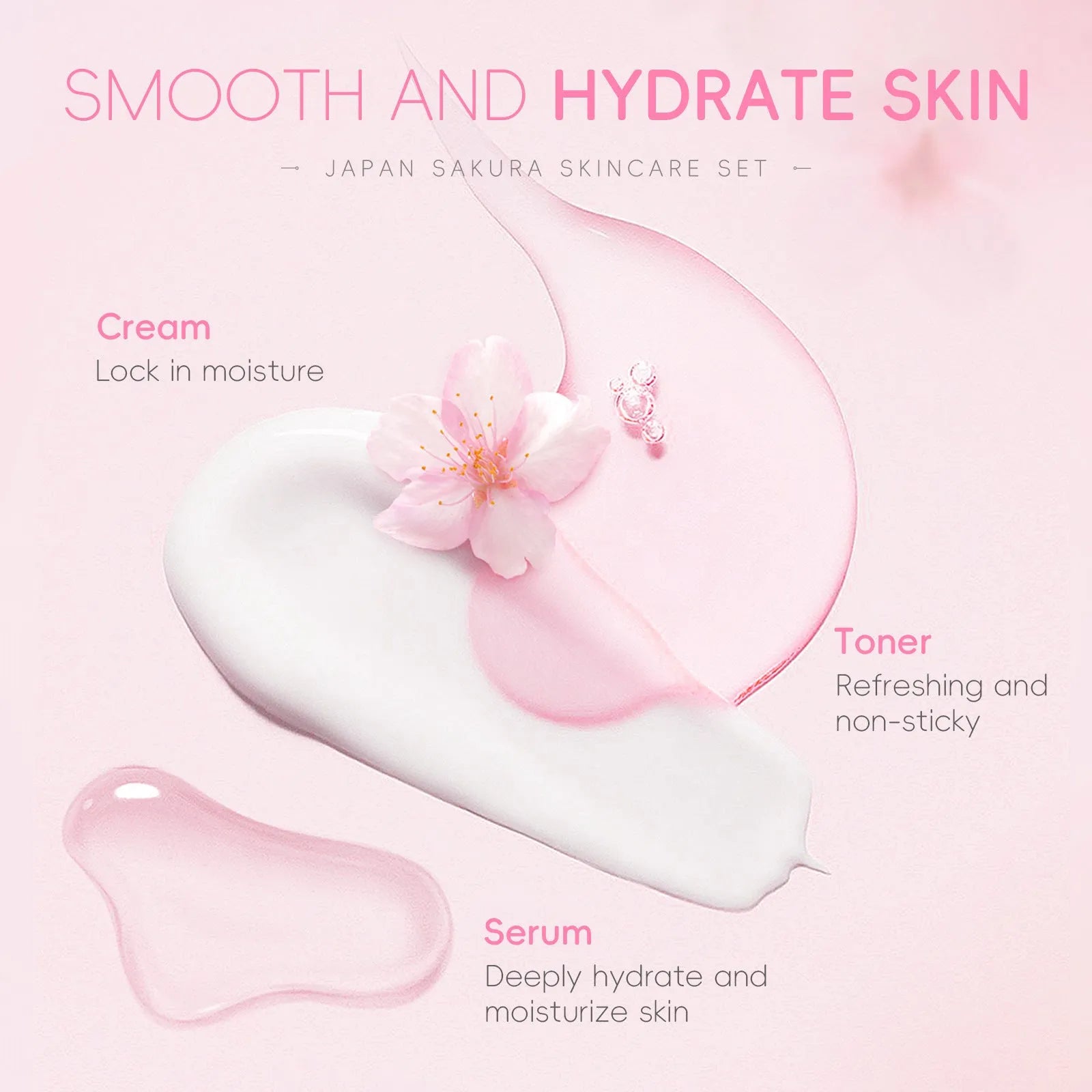 Cherry blossom skin care 6-piece set with cleansing and brightening products