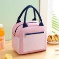 Blue waterproof Oxford cloth lunch bag with aluminium foil insulation.