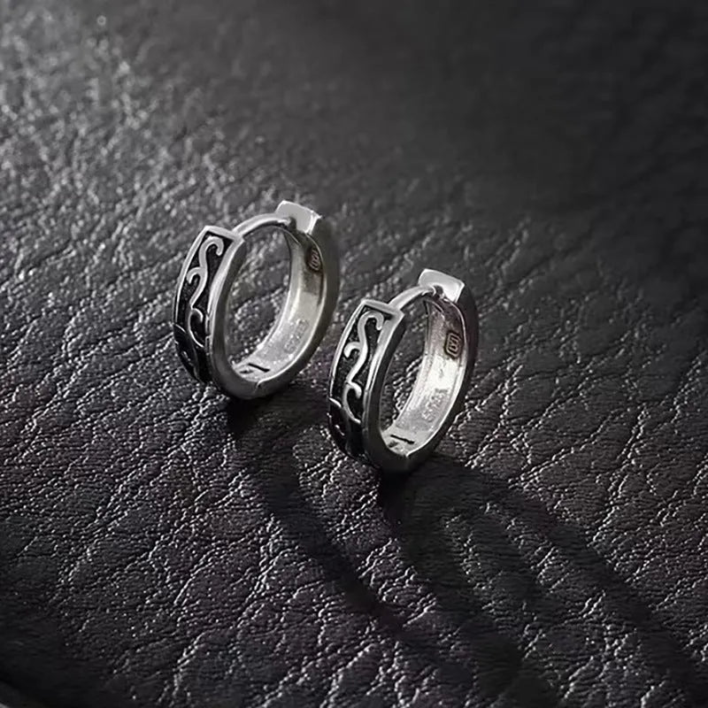 Men's simple geometric copper earrings in West Coast style, shown in 10mm and 14mm sizes.