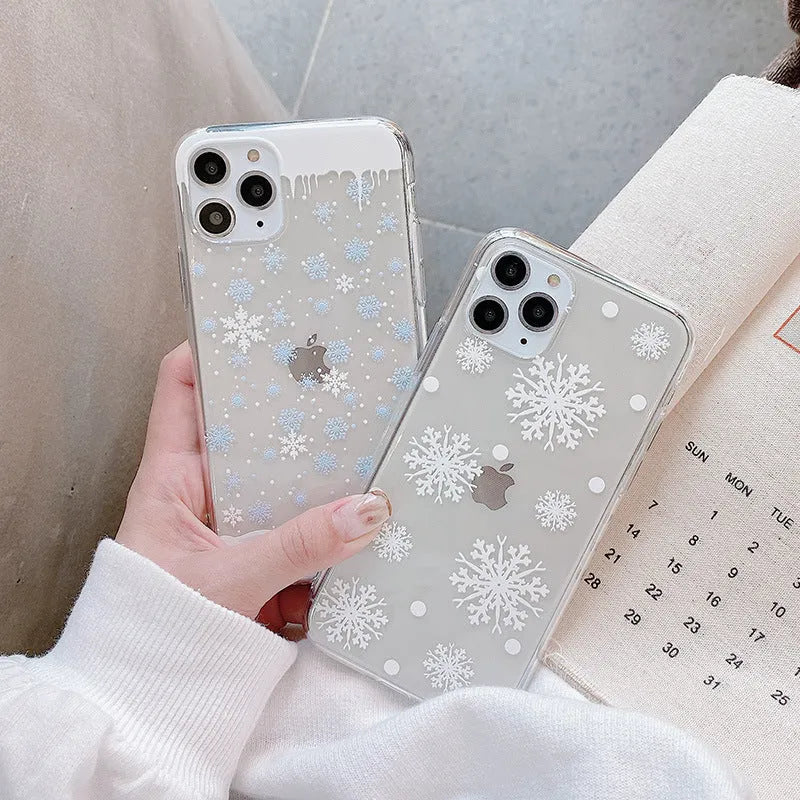 Christmas snowflake elk TPU phone case back cover in cartoon style for iPhone