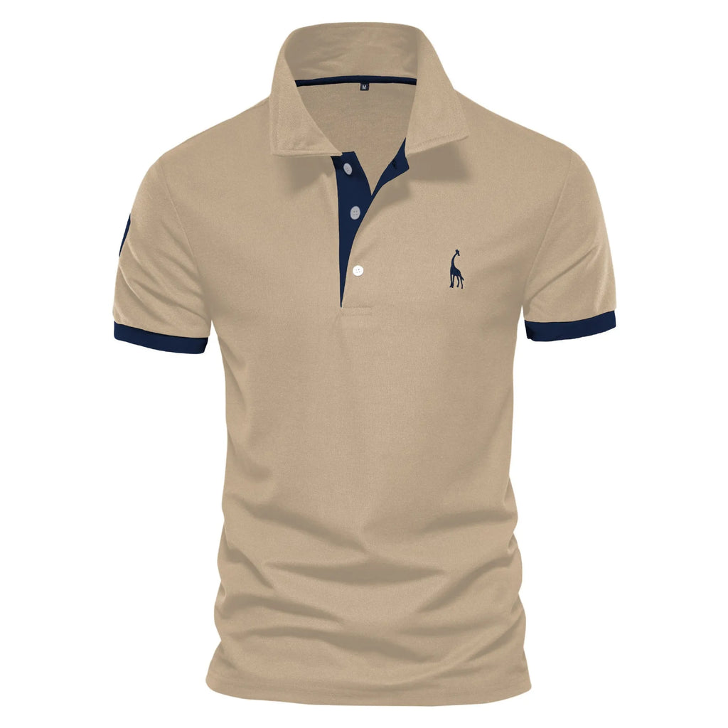 Men's slim fit grey T-shirt featuring a detailed embroidered deer design on the chest.