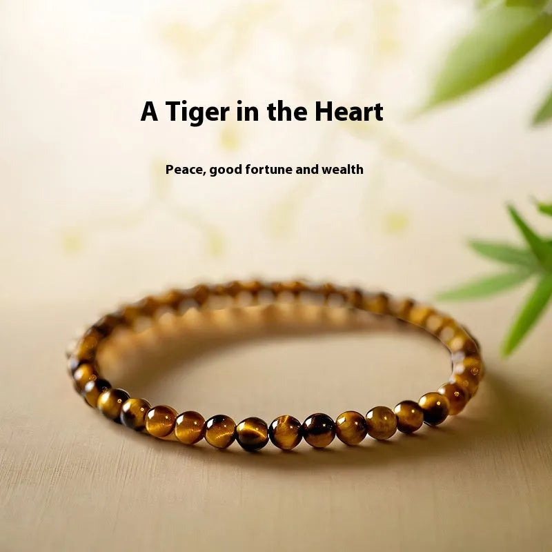 Tigereye stone bracelet with geometric design in New Chinese style, available in different bead sizes
