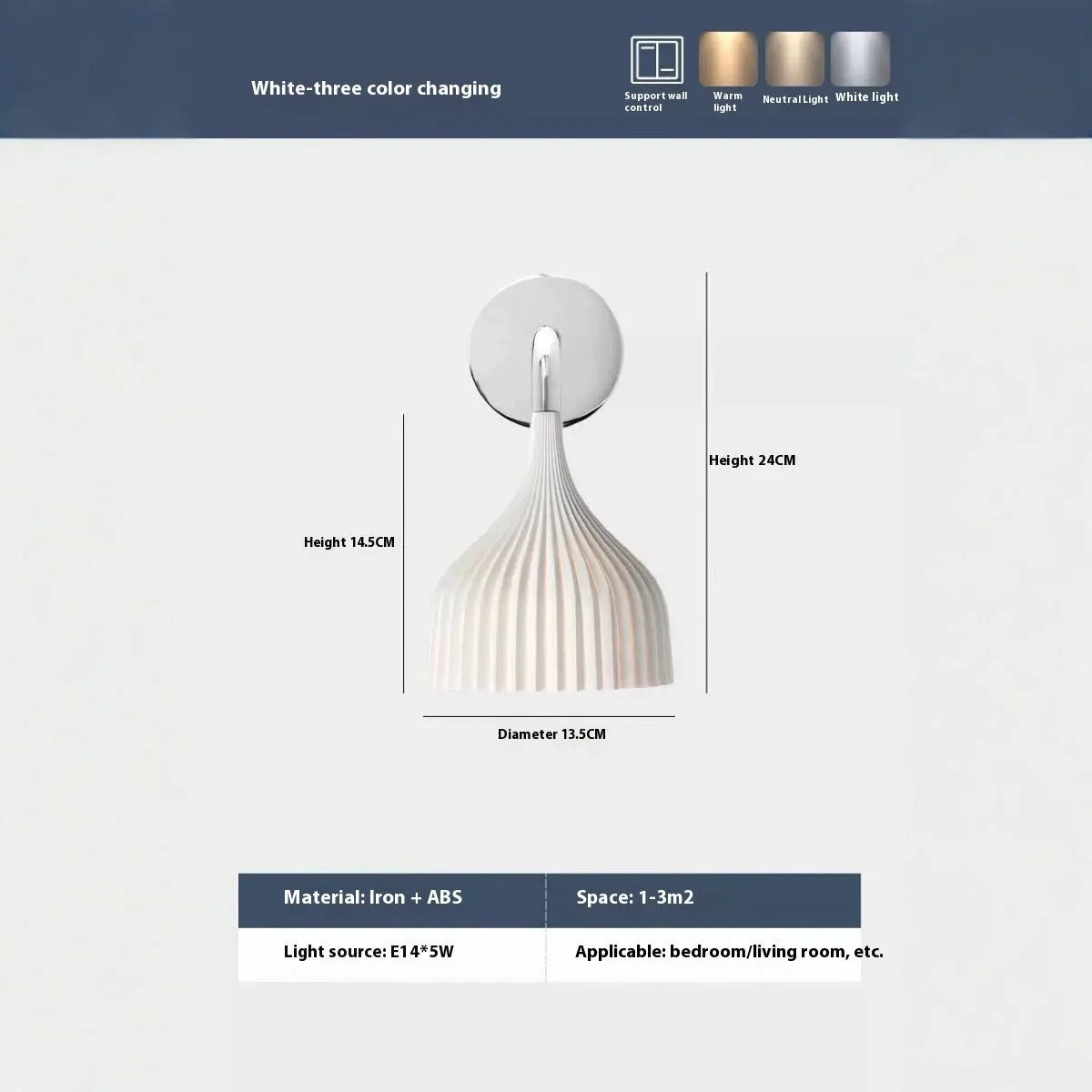 Nordic acrylic wall and ceiling ambience light in white, yellow or transparent for bedside, study and corridor