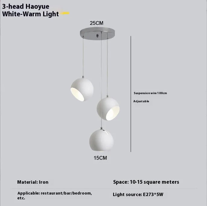 Nordic style ball chandelier table lamp in Moon White or Obsidian Black colour, available in single or three head design.