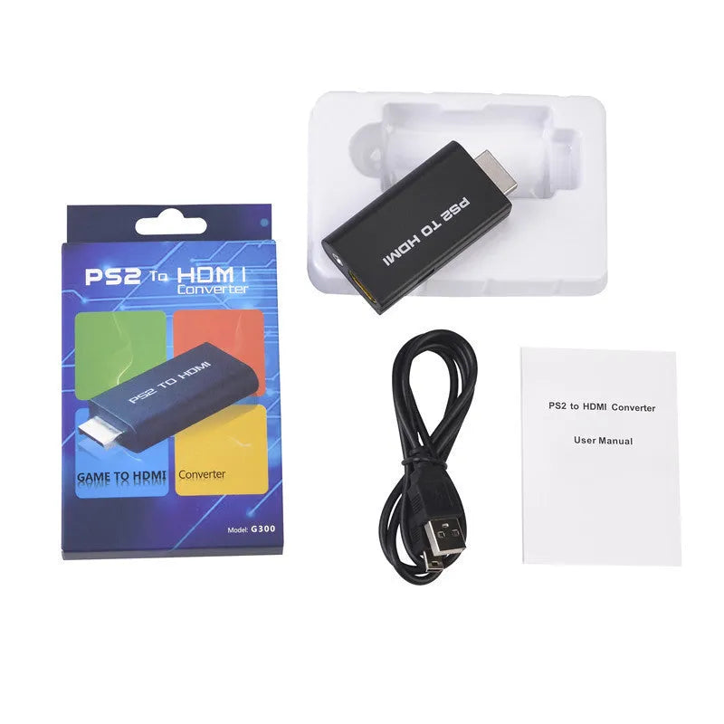 Black game to HDMI converter with audio-video output and PS/2 interface for PS2 game machine