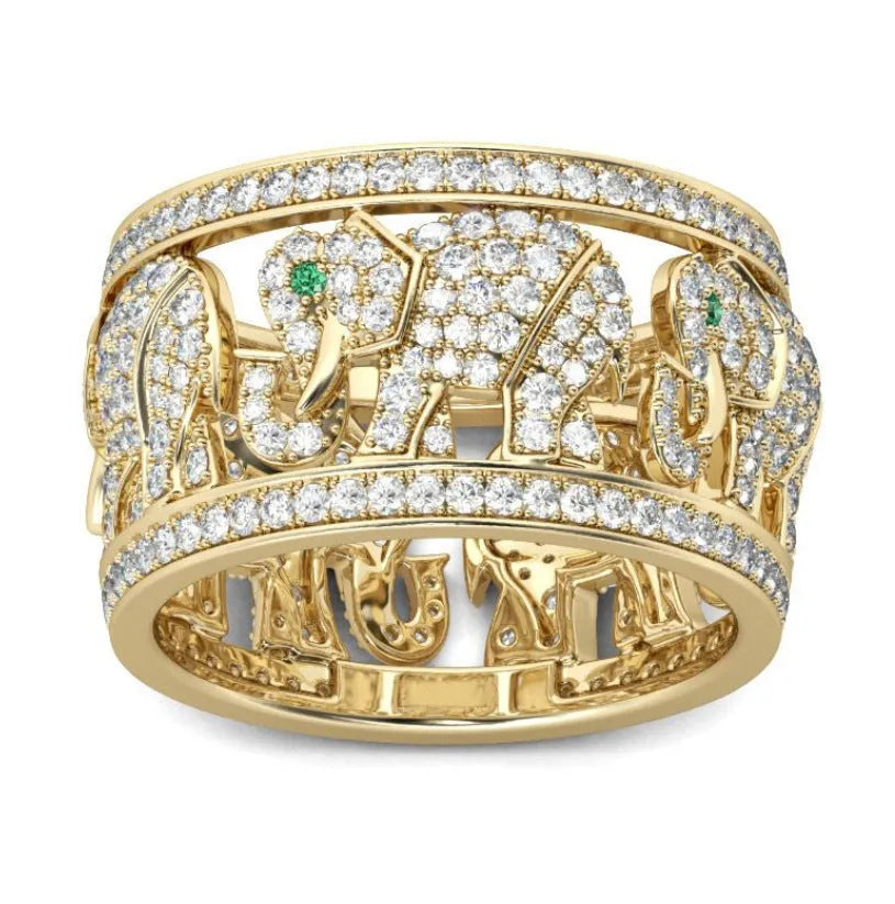 Alloy elephant ring with electroplating in AJZ1935 elephant design or AJZ141 colour, sizes no.6-no.10