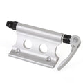 Silver metal bicycle front fork quick-release fixing clip for secure transport