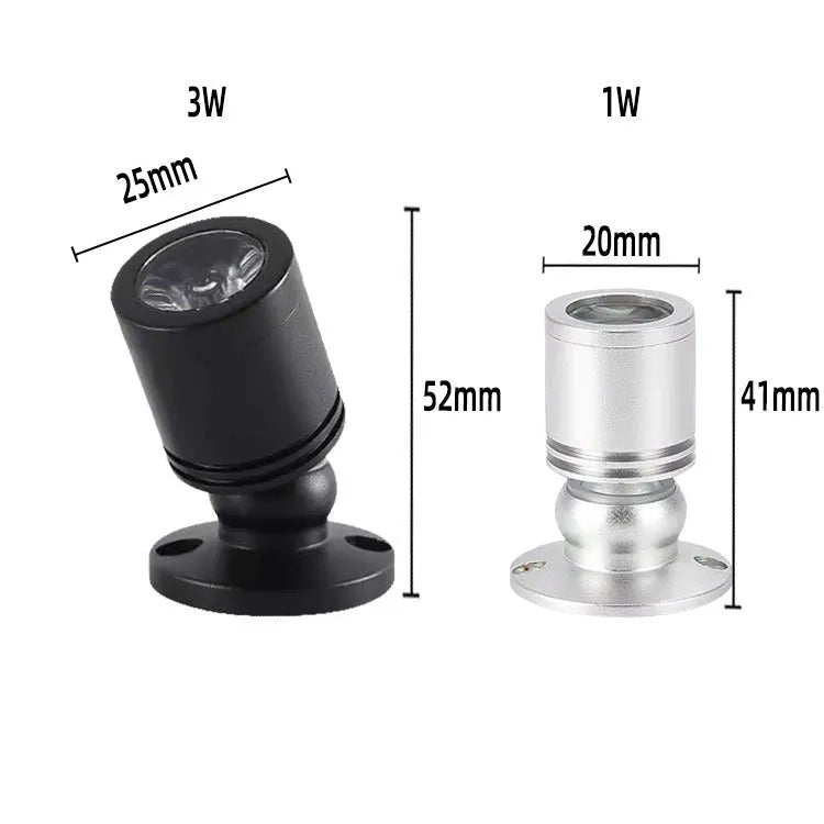 Mini Jewelly surface mounted spotlight in black finish with aluminium housing on ceiling