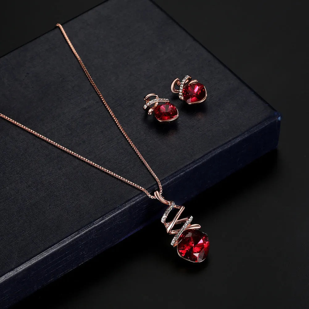 Women's bridal jewellery set with adjustable alloy necklace and matching earrings.