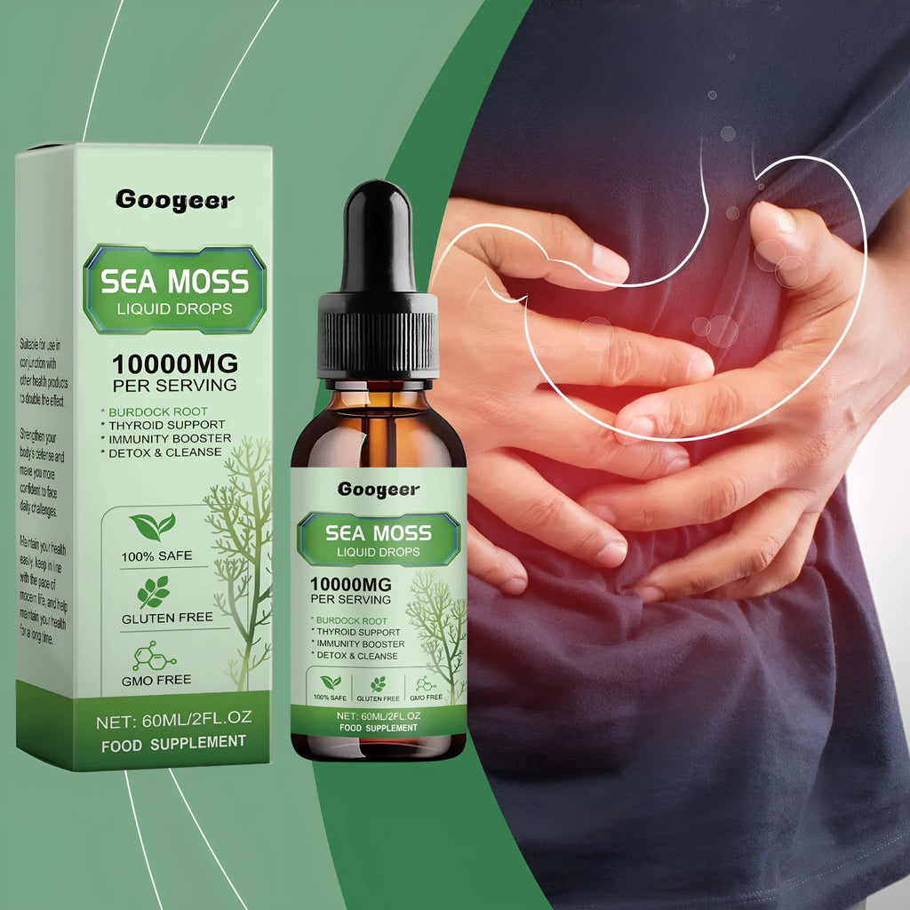 Sea Moss Liquid Drops 60ml body treatment serum in 3.3x3.3x12cm bottle
