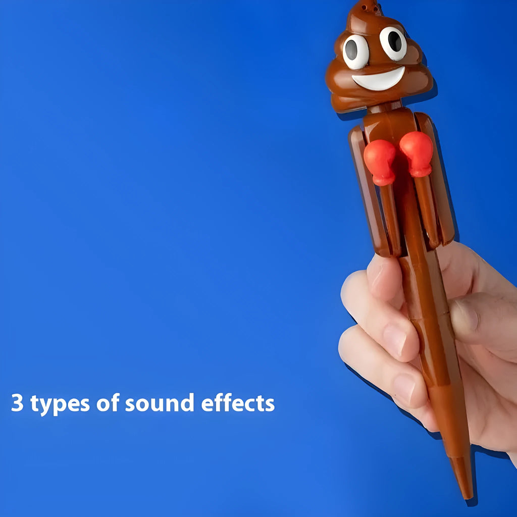 Novelty poop boxing creative tricky ballpoint pen in dark coffee colour made of plastic
