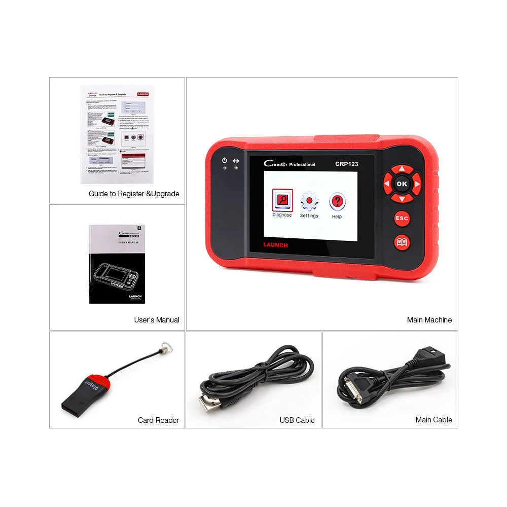 CRP123 automobile fault detector diagnostic equipment with main machine, cables, card reader and user manual