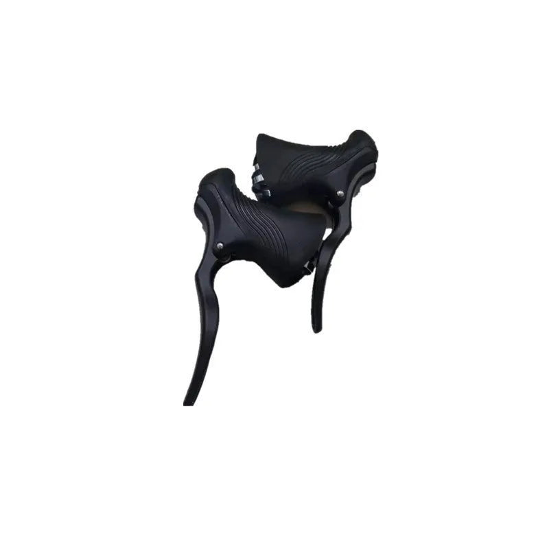 A pair of black aluminium alloy road bicycle brake handles for 22.2mm and 23.8mm handlebars.
