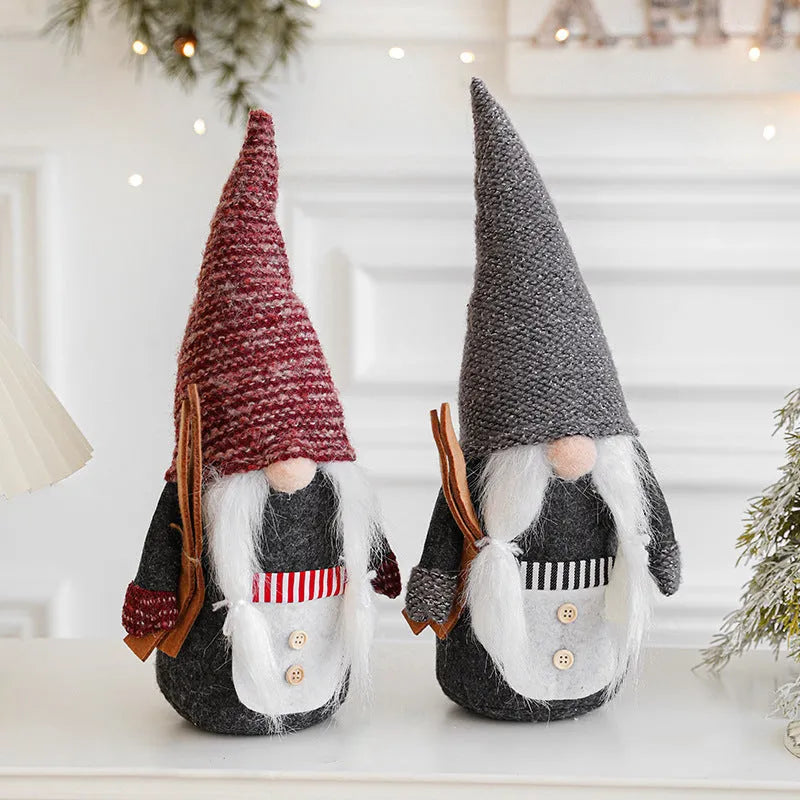 Faceless doll Christmas ornament in grey or red cloth with Santa Claus doll and Christmas Rudolf design, 14cm to 50cm