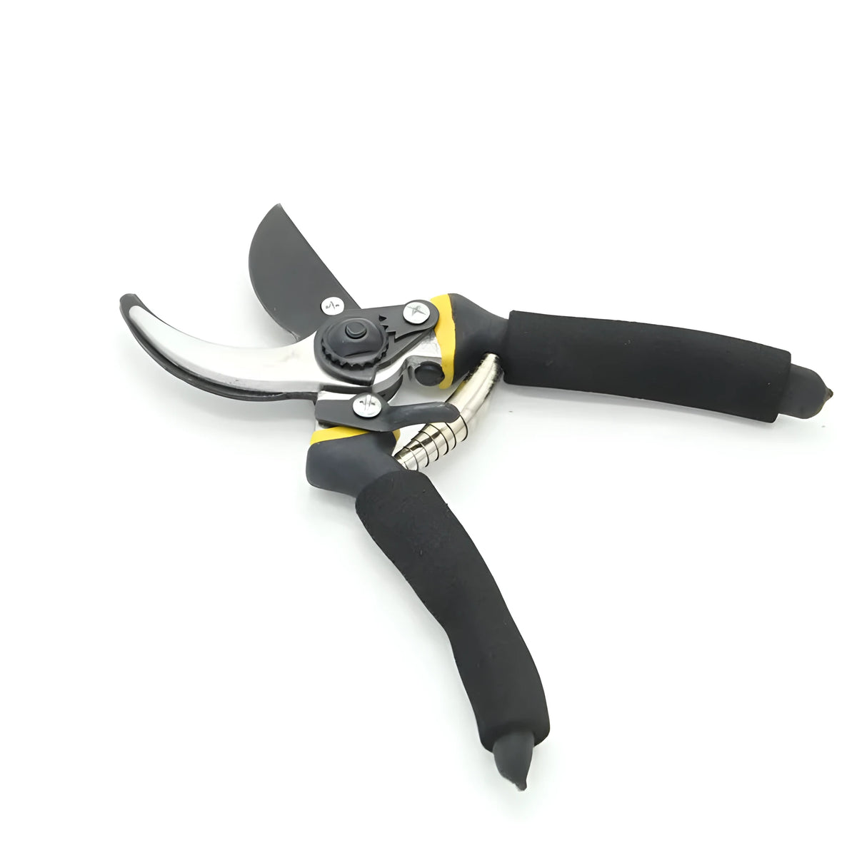 Garden shears with 50# steel Teflon coated blades, 200mm length, PVC handles, yellow or green.
