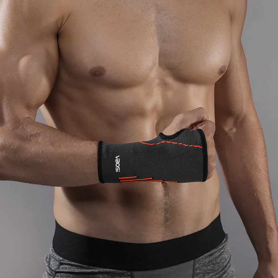 Adult wrist guard wristband for tennis, cycling, basketball and badminton, single pack in black, green or orange