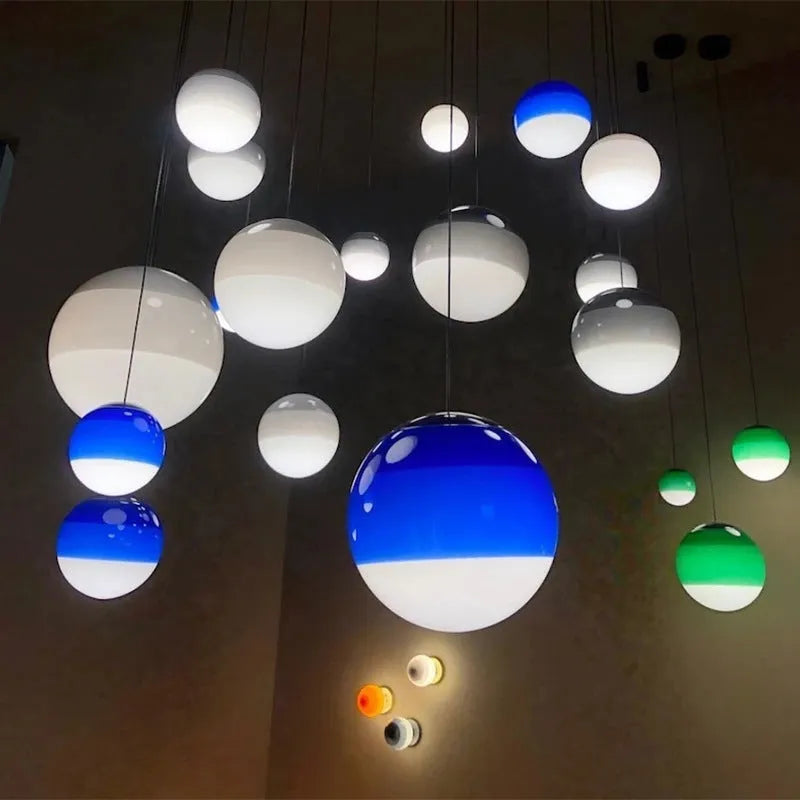 15cm glass pendant light in gradient colour for living room or bedroom, 220V, no light source included