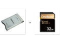 Stainless steel SD to PCMCIA adapter card with included 32GB SD card for Mercedes-Benz and laptops.