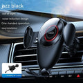 Black universal car mobile phone bracket attached to a car air vent