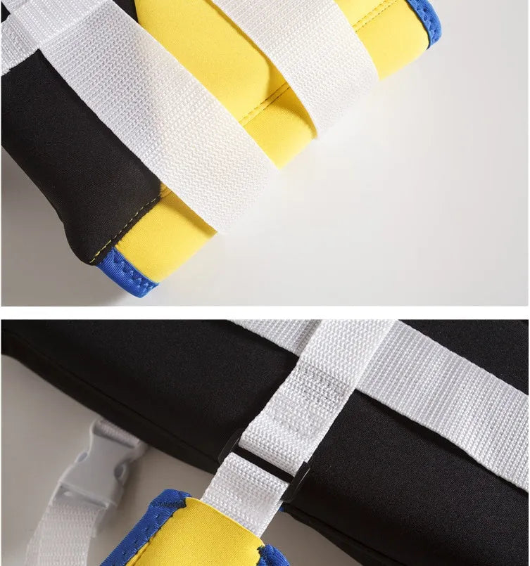 Children's EPE cotton life jacket snorkeling vest with belt, pink blue colour, front view