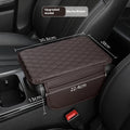 Universal leather car armrest box mat 30.8cm by 20cm with thin side pocket in beige, black, gray, brown, or red