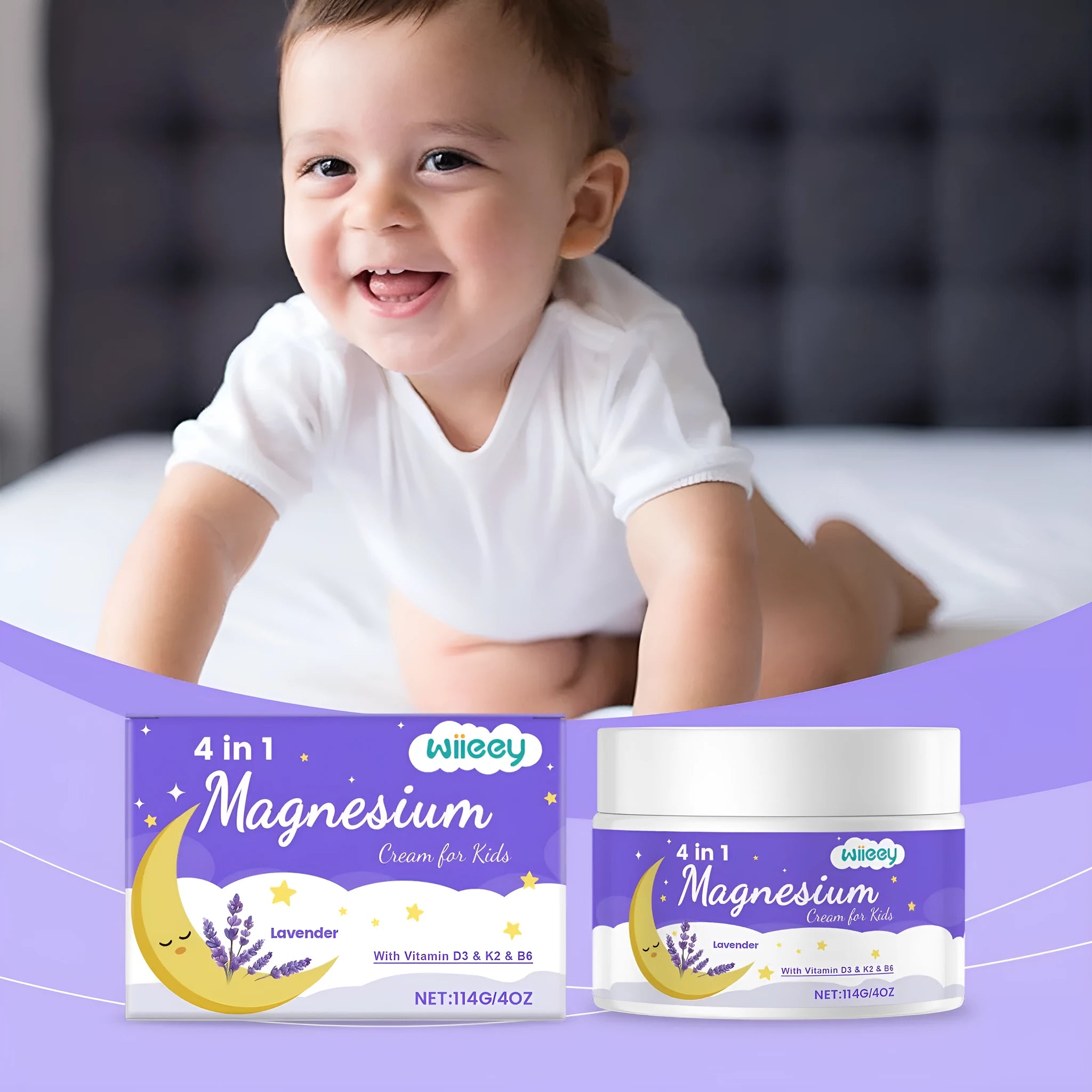 114g tub of magnesium cream for kids with vitamin D3 and B6