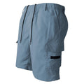 Straight-leg casual polyester shorts in a loose fit, shown in khaki colour.