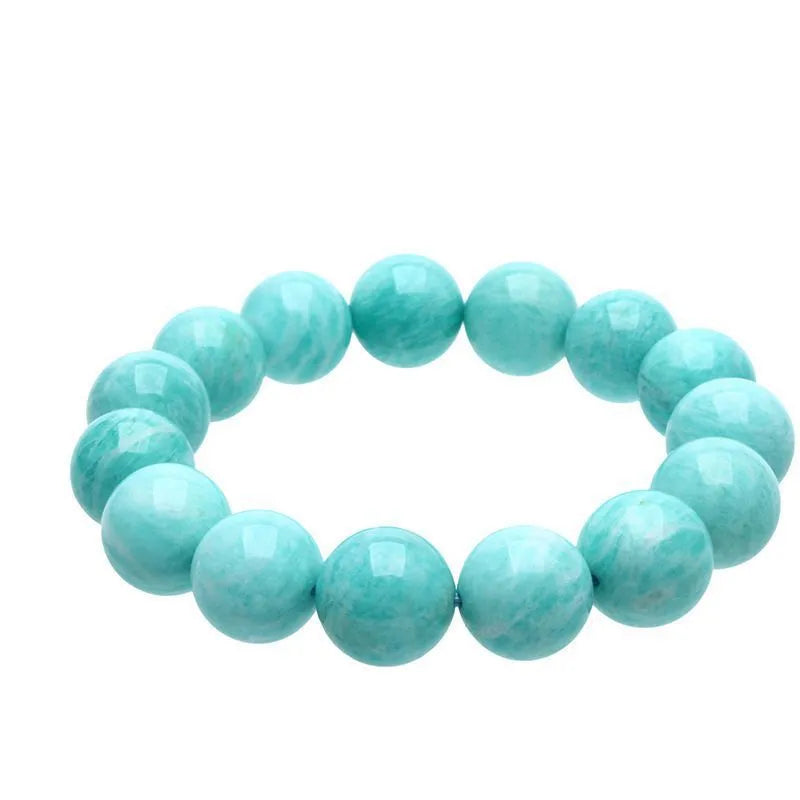Natural blue-green Amazonite stone bead bracelet for men and women