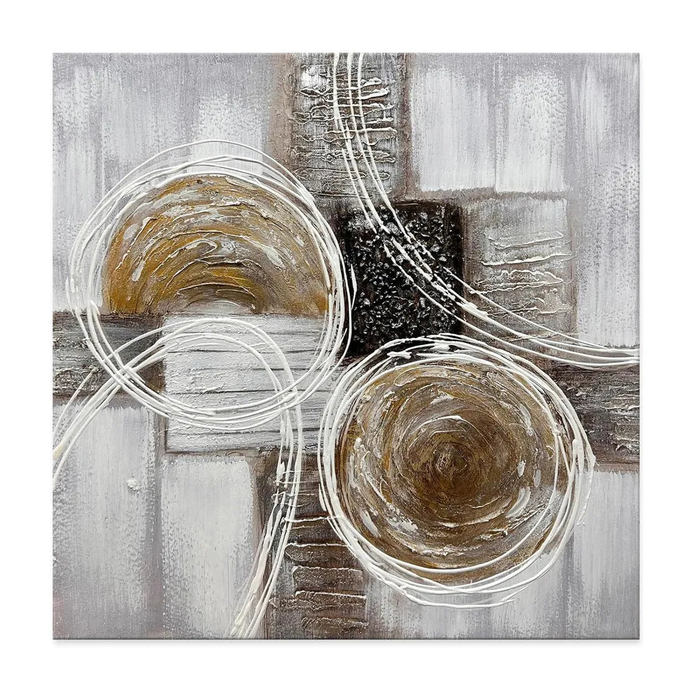 Modern brown and black thick oil texture abstract landscape handmade oil painting on square canvas for living room sofa back