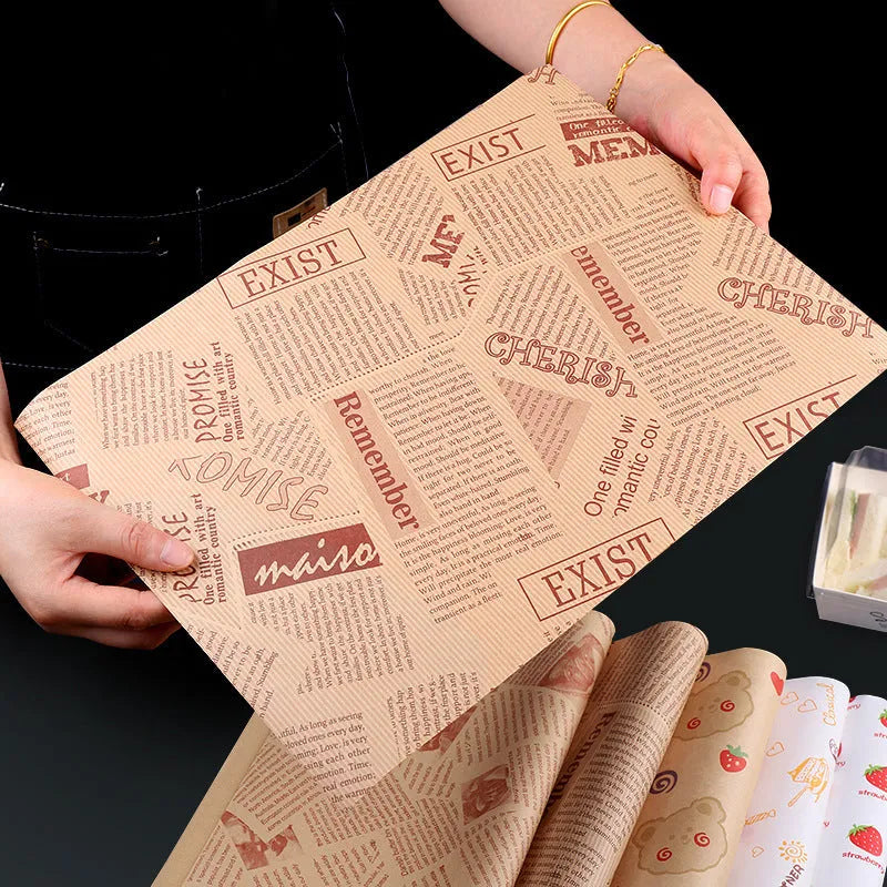 Food grade oil-absorbing paper sheets raw wood pulp coated paper 28x38 cm kraft style microwaveable