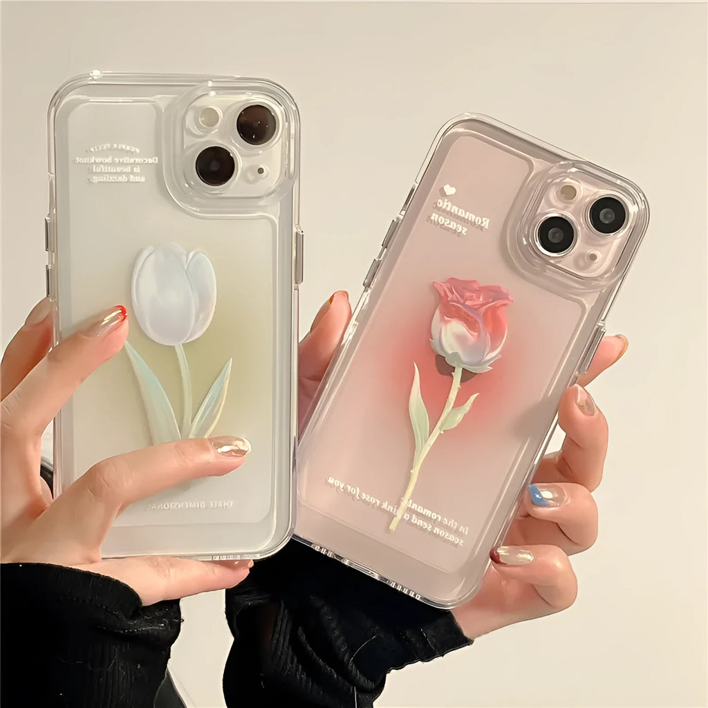 Tulip all-inclusive TPU phone case in gradient rose colour, showing bumper protection for Apple iPhone.