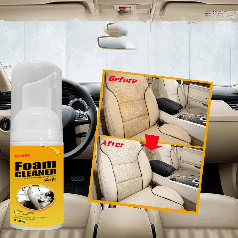 30ml multi-purpose foam cleaner bottle for car interior ceiling seat and upholstery cleaning, size 112x35mm