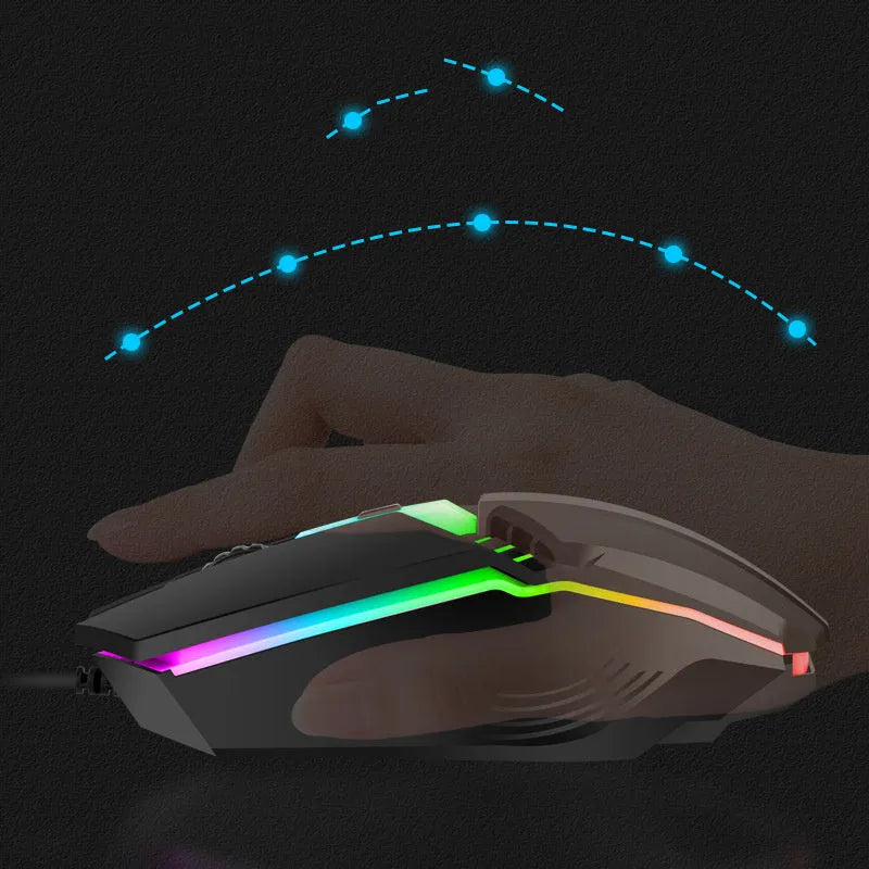 Wired gaming mouse with glowing USB cable, 1000dpi, black or white option, 1.5m line length
