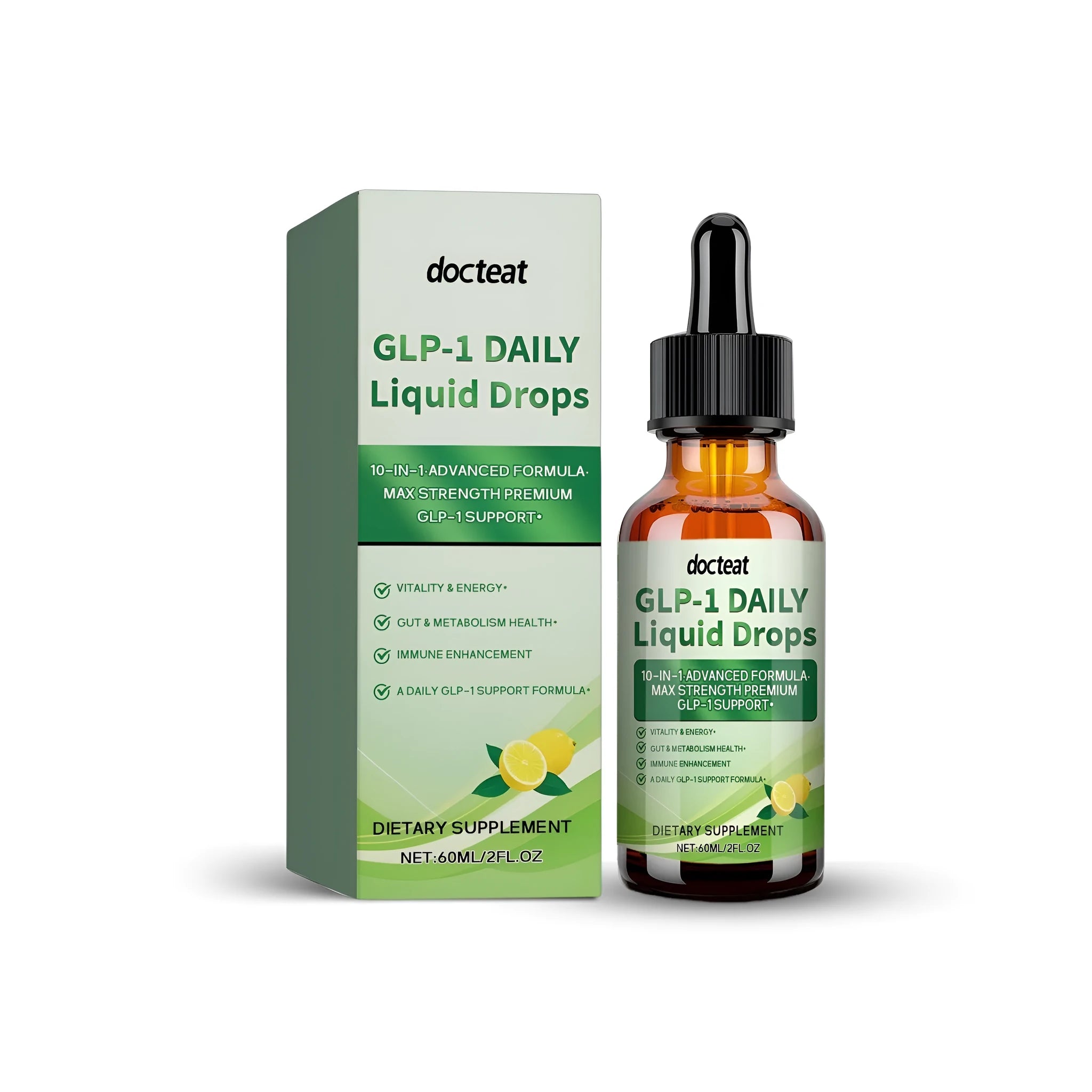 60ml bottle of GLP-1 daily liquid dietary supplement drops with dropper