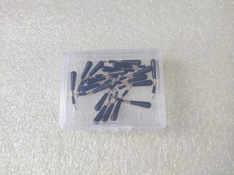 Copper head float base rotating fishing tackle accessory in three sizes on a blue background.
